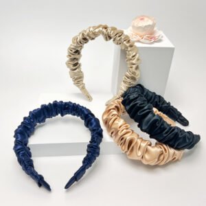 Wide silk headbands in various colors