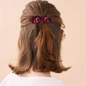 Women wear Silk scrunchie barrette hair clip