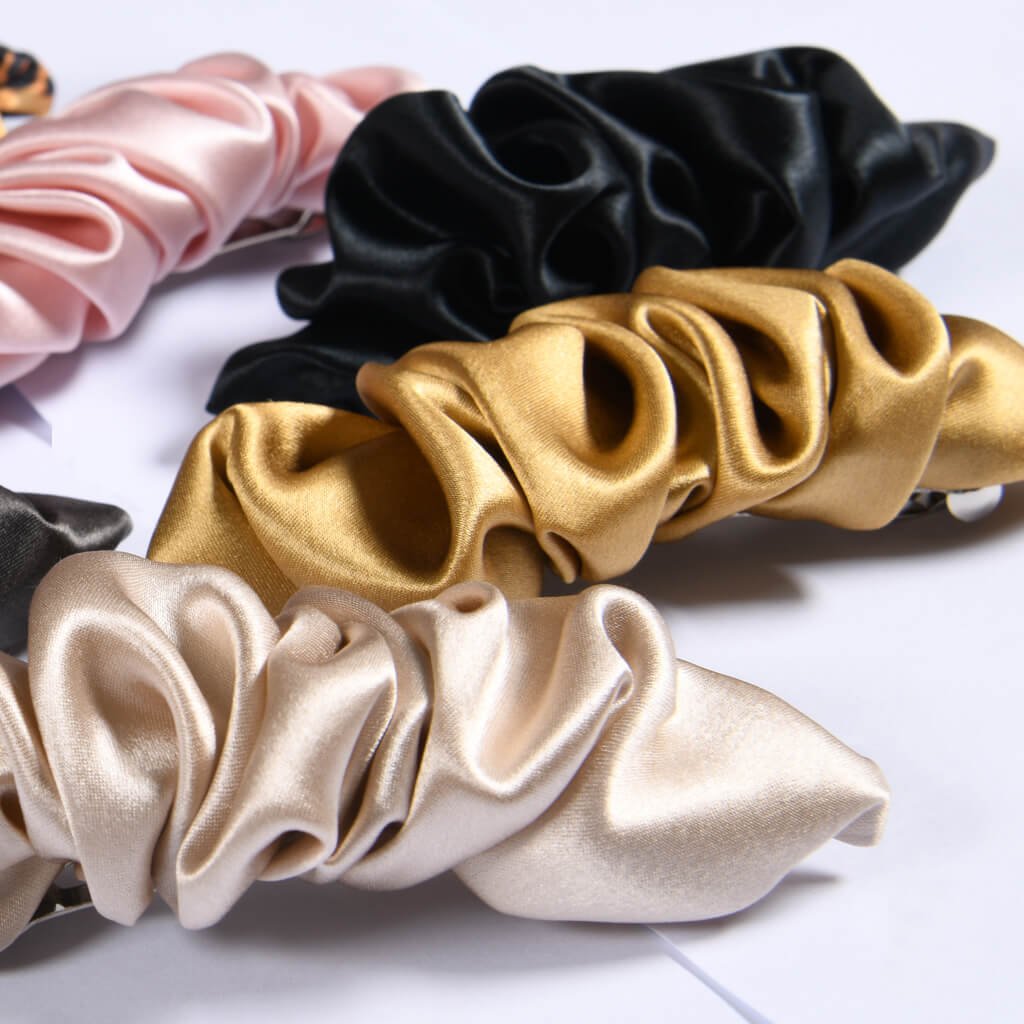 Silk - Hair Clip Various styles Silk scrunchie barrette hair clip