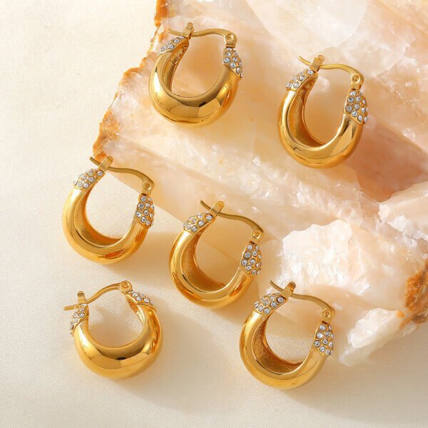 U-shaped geometric diamond fashion earrings