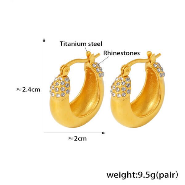 U-shaped geometric diamond fashion earrings